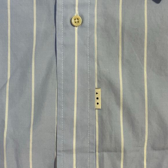 Ayr Men's the everyday classic blue and white strip cotton button down size L - Picture 4 of 9